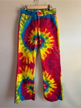 Tie-Dye Spiral Wide-Leg Jeans - Multicolor